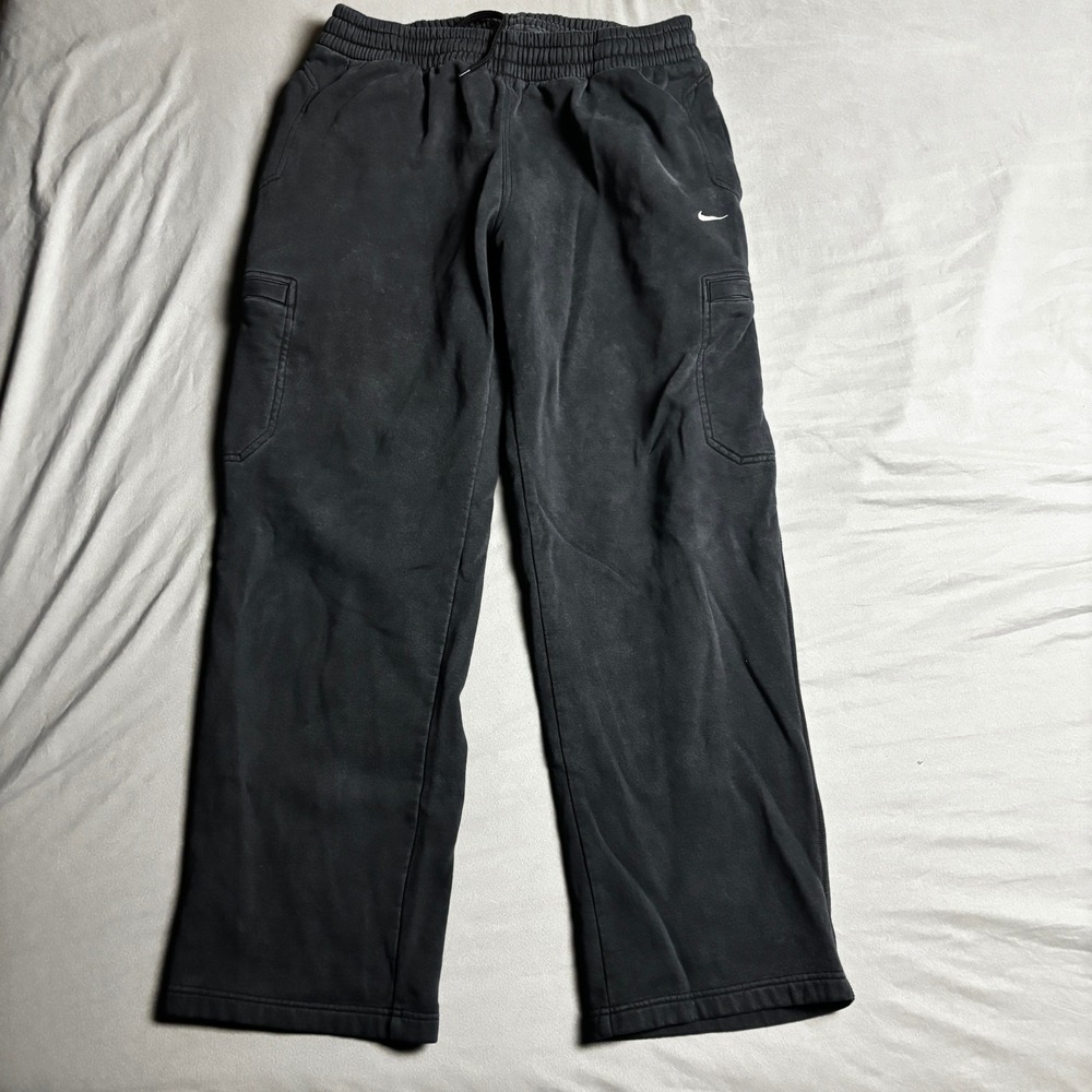 Nike Mens Cargo Sweatpants Baggy Faded Black Fleece Joggers XL 5-Pocket